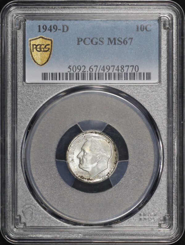Obverse of this 1949-D Roosevelt Dime PCGS MS-67