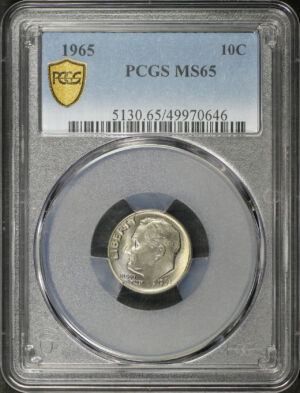 Obverse of this 1965 Roosevelt Dime PCGS MS-65