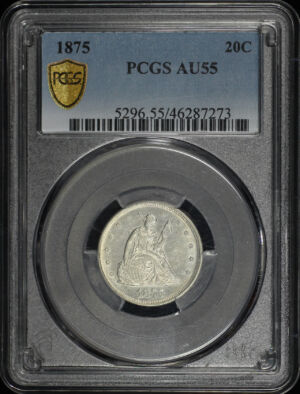 Obverse of this 1875 Twenty Cent PCGS AU-55