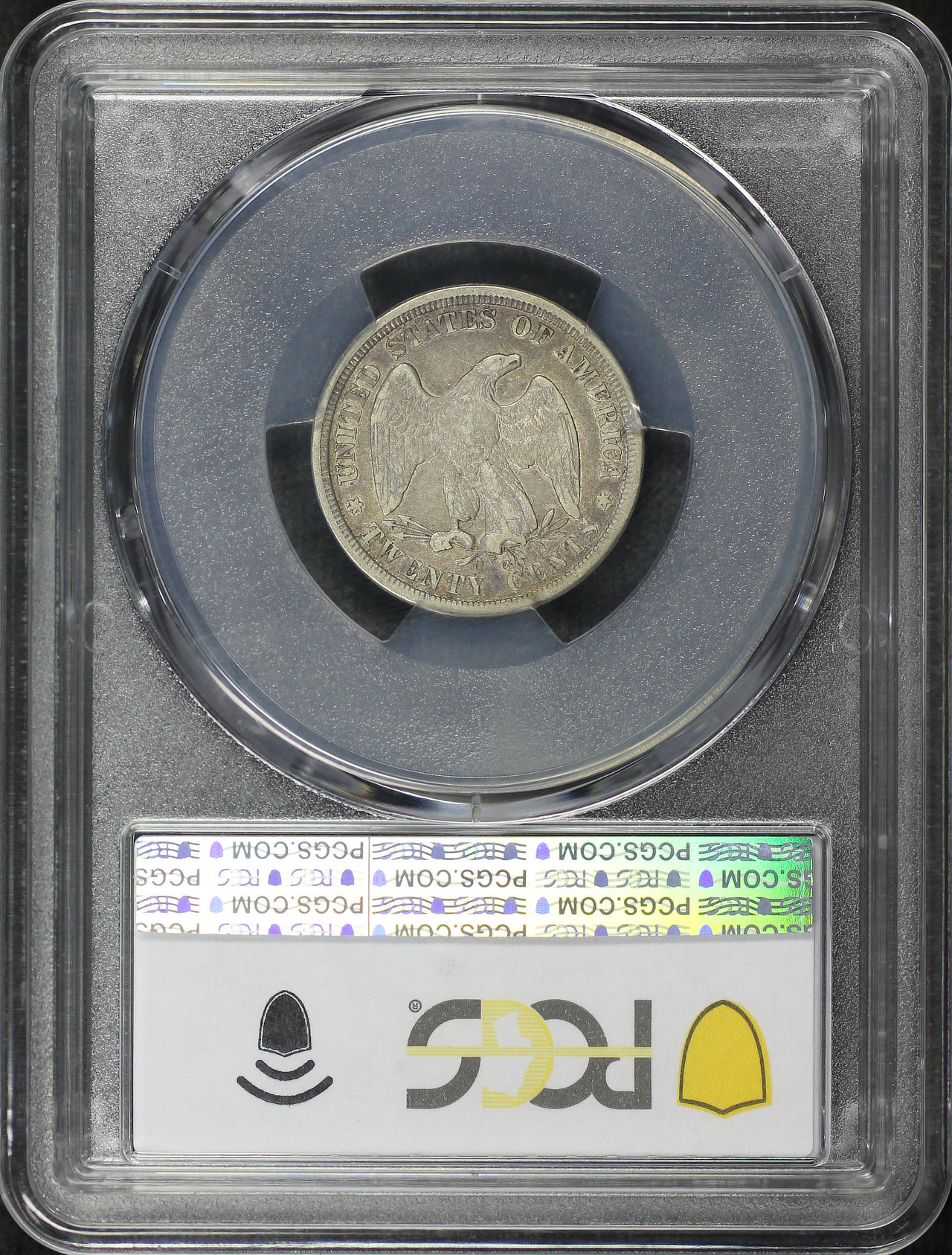 Reverse of this 1875-CC Twenty Cent PCGS VF-30