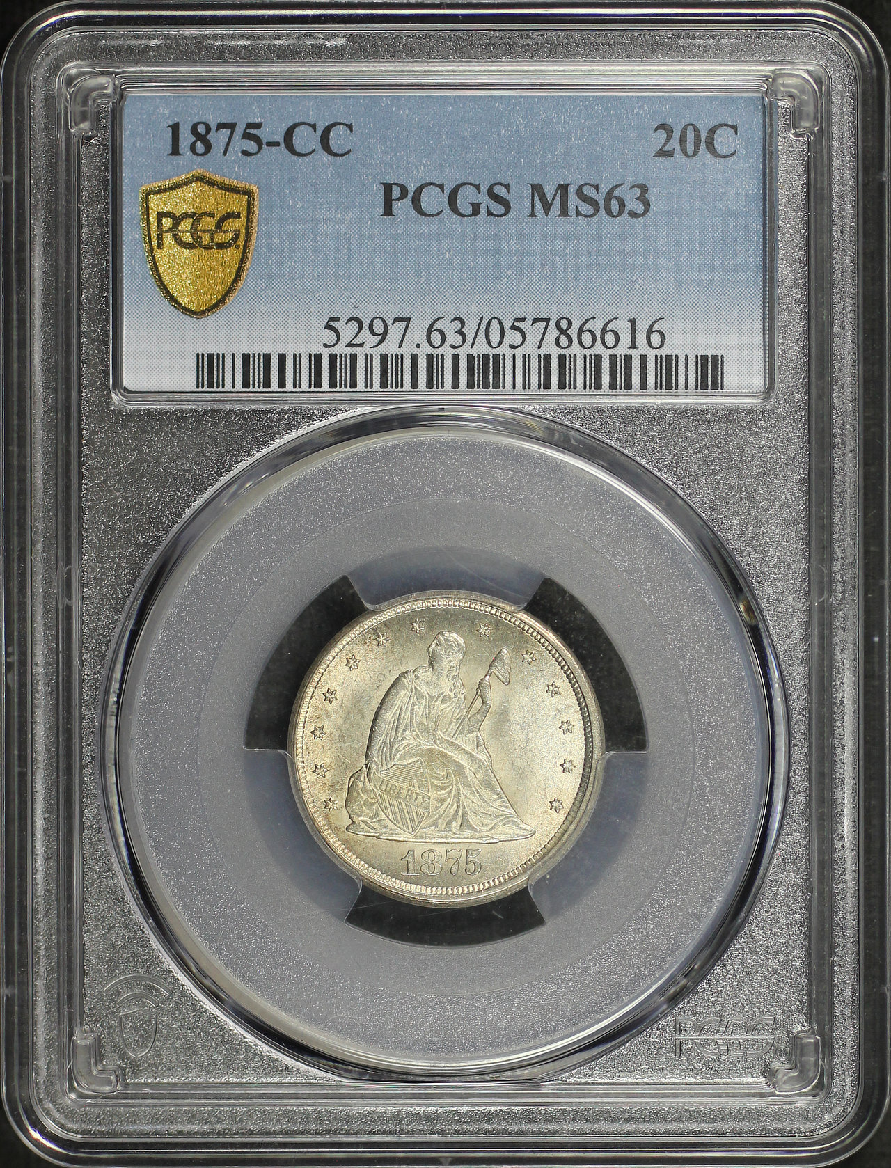 1875-CC Twenty Cent PCGS MS-63