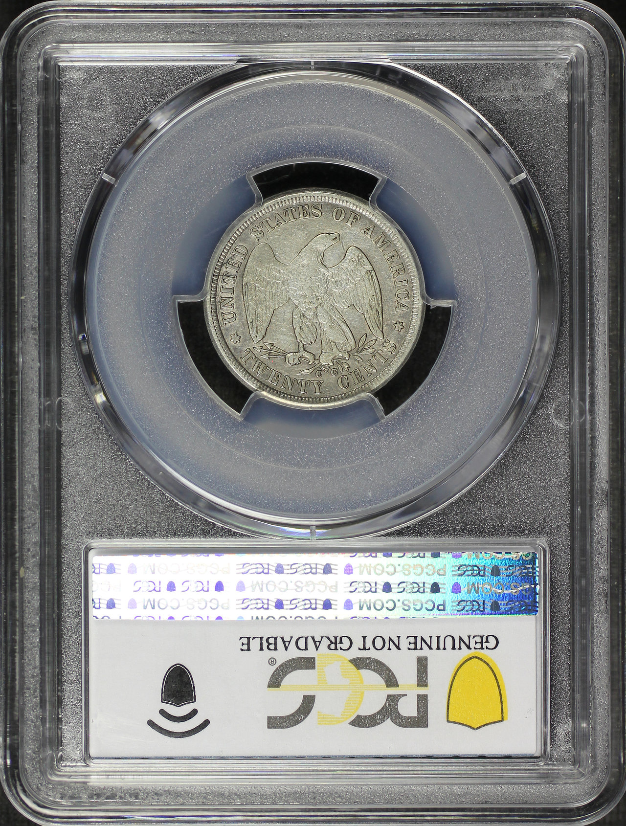 Reverse of this 1875-CC Twenty Cent PCGS VF Details Cleaned