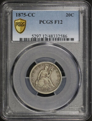 Obverse of this 1875-CC Twenty Cent PCGS F-12