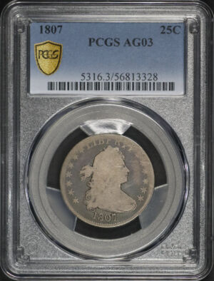 Obverse of this 1807 Draped Bust Quarter PCGS AG-03