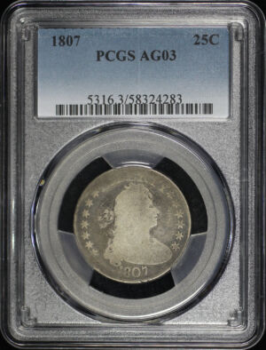 Obverse of this 1807 Draped Bust Quarter PCGS AG-03