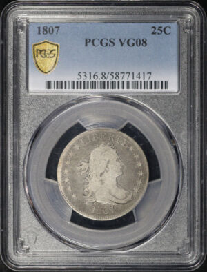Obverse of this 1807 Draped Bust Quarter PCGS VG-08