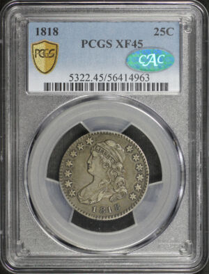 Obverse of this 1818 Capped Bust Quarter PCGS XF-45 CAC