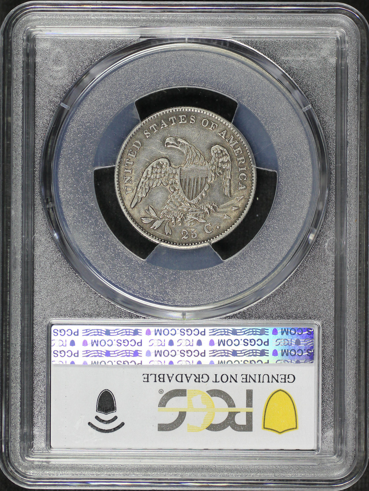 Reverse of this 1832 Capped Bust Quarter PCGS AU Details Cleaned