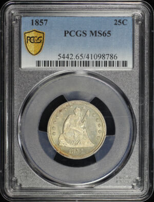Obverse of this 1857 Liberty Seated Quarter PCGS MS-65