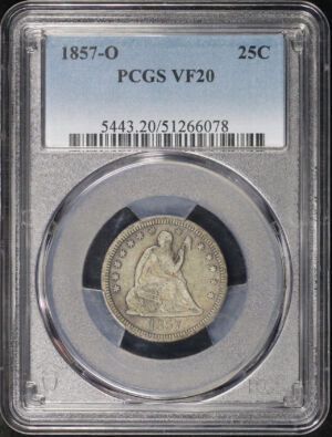 Obverse of this 1857-O Liberty Seated Quarter PCGS VF-20