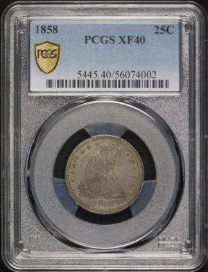 Obverse of this 1858 Liberty Seated Quarter PCGS XF-40
