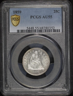 Obverse of this 1859 Liberty Seated Quarter PCGS AU-55