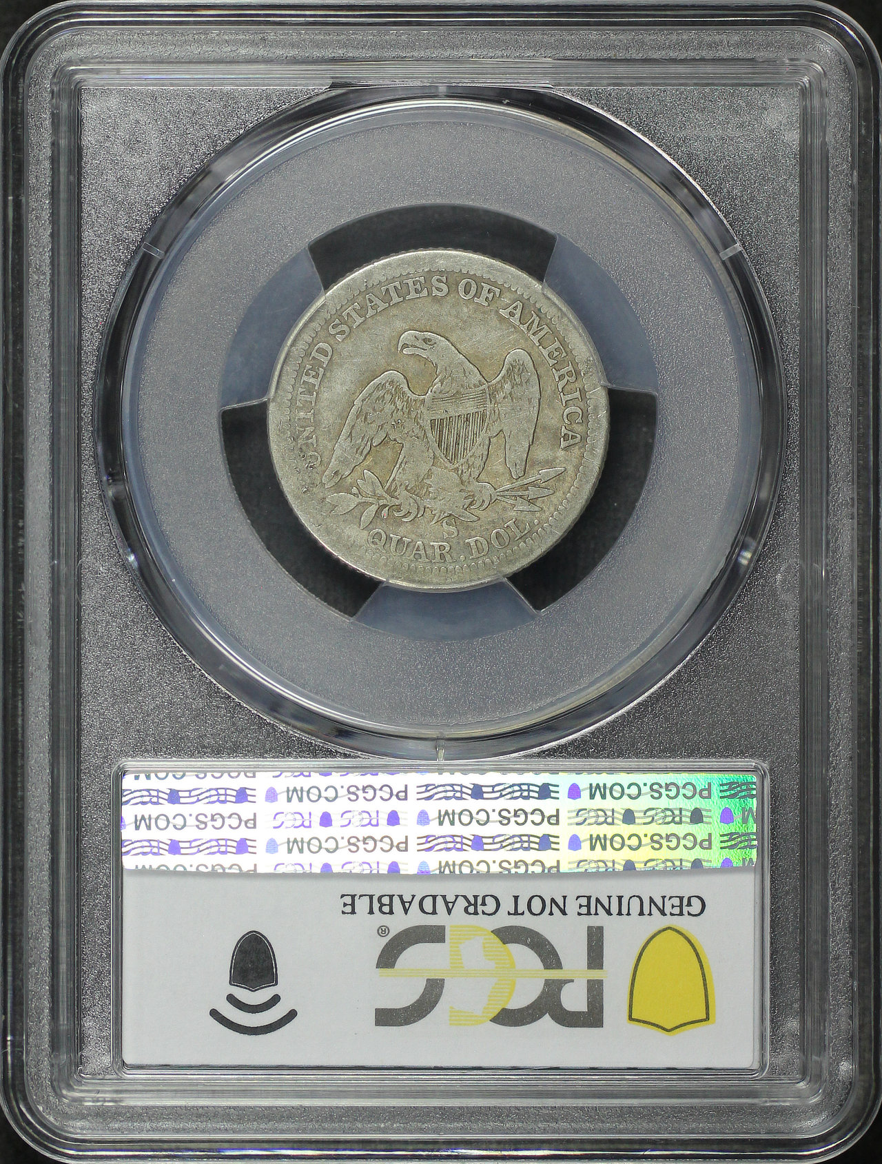 Reverse of this 1860-S Liberty Seated Quarter PCGS VG Details Scratch