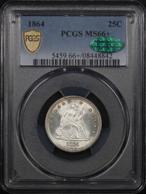 Obverse of this 1864 Liberty Seated Quarter PCGS MS-66+ CAC