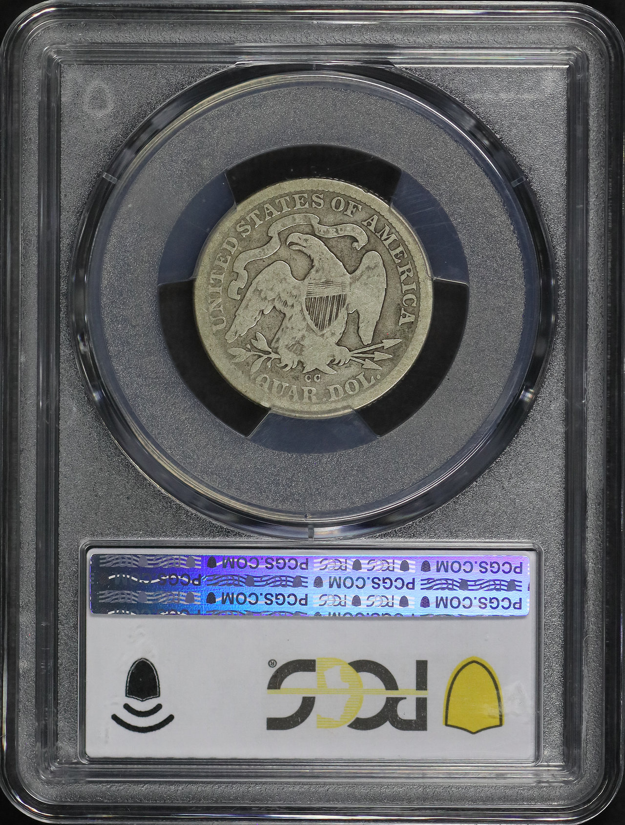 Reverse of this 1875-CC Liberty Seated Quarter PCGS G-04