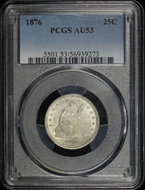 Obverse of this 1876 Liberty Seated Quarter PCGS AU-53