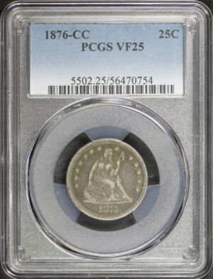 Obverse of this 1876-CC Liberty Seated Quarter PCGS VF-25