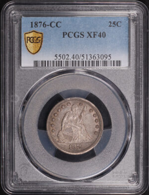 Obverse of this 1876-CC Liberty Seated Quarter PCGS XF-40