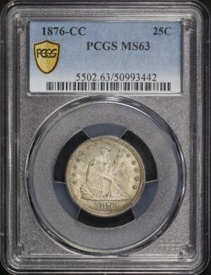 Obverse of this 1876-CC Liberty Seated Quarter PCGS MS-63