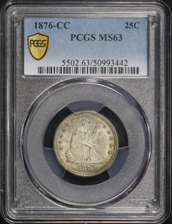 Obverse of this 1876-CC Liberty Seated Quarter PCGS MS-63