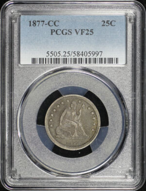 Obverse of this 1877-CC Liberty Seated Quarter PCGS VF-25