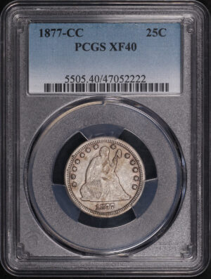 Obverse of this 1877-CC Liberty Seated Quarter PCGS XF-40