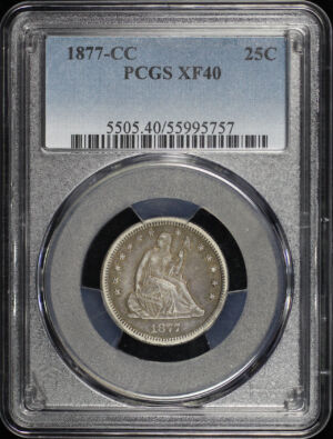 Obverse of this 1877-CC Liberty Seated Quarter PCGS XF-40