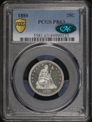 Obverse of this 1880 Liberty Seated Quarter PCGS PR-63 CAC