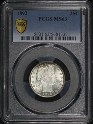 Obverse of this 1892 Barber Quarter PCGS MS-63