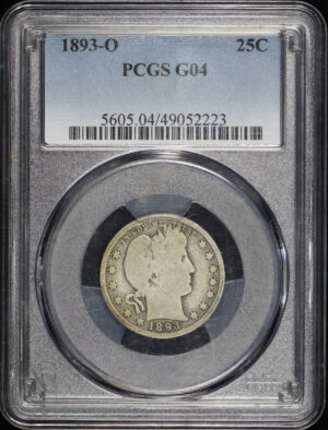 Obverse of this 1893-O Barber Quarter PCGS G-04