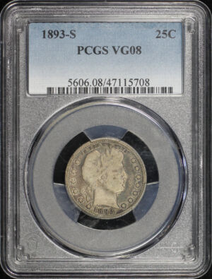 Obverse of this 1893-S Barber Quarter PCGS VG-08