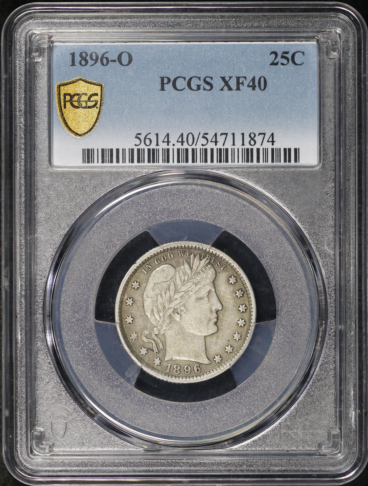 Obverse of this 1896-O Barber Quarter PCGS XF-40