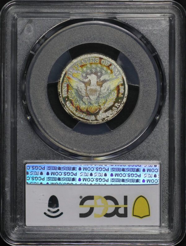 Reverse of this 1898 Barber Quarter PCGS G-06 – Vibrant Rainbow Toning, Great For Lowball Set!