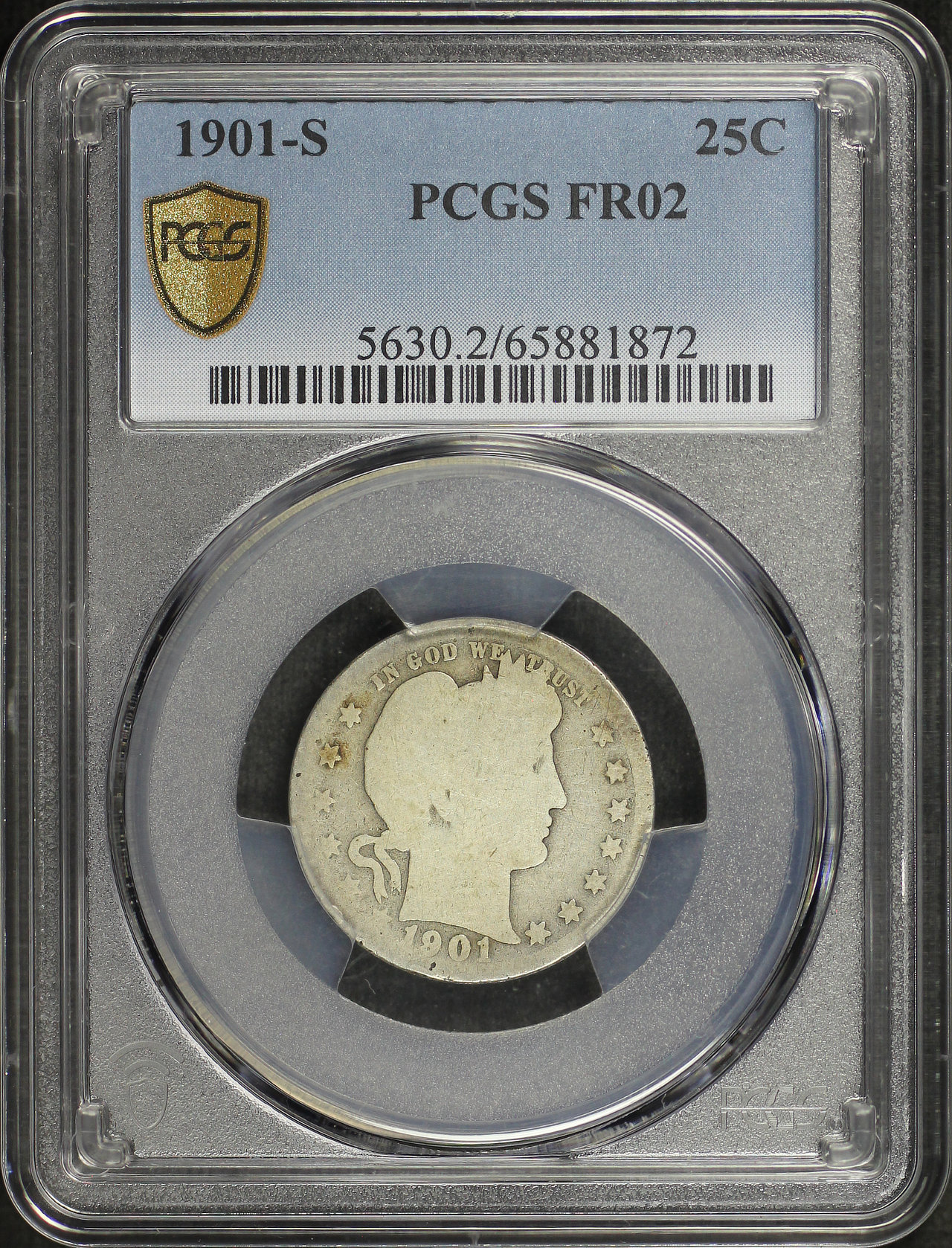 Obverse of this 1901-S Barber Quarter PCGS FR-02