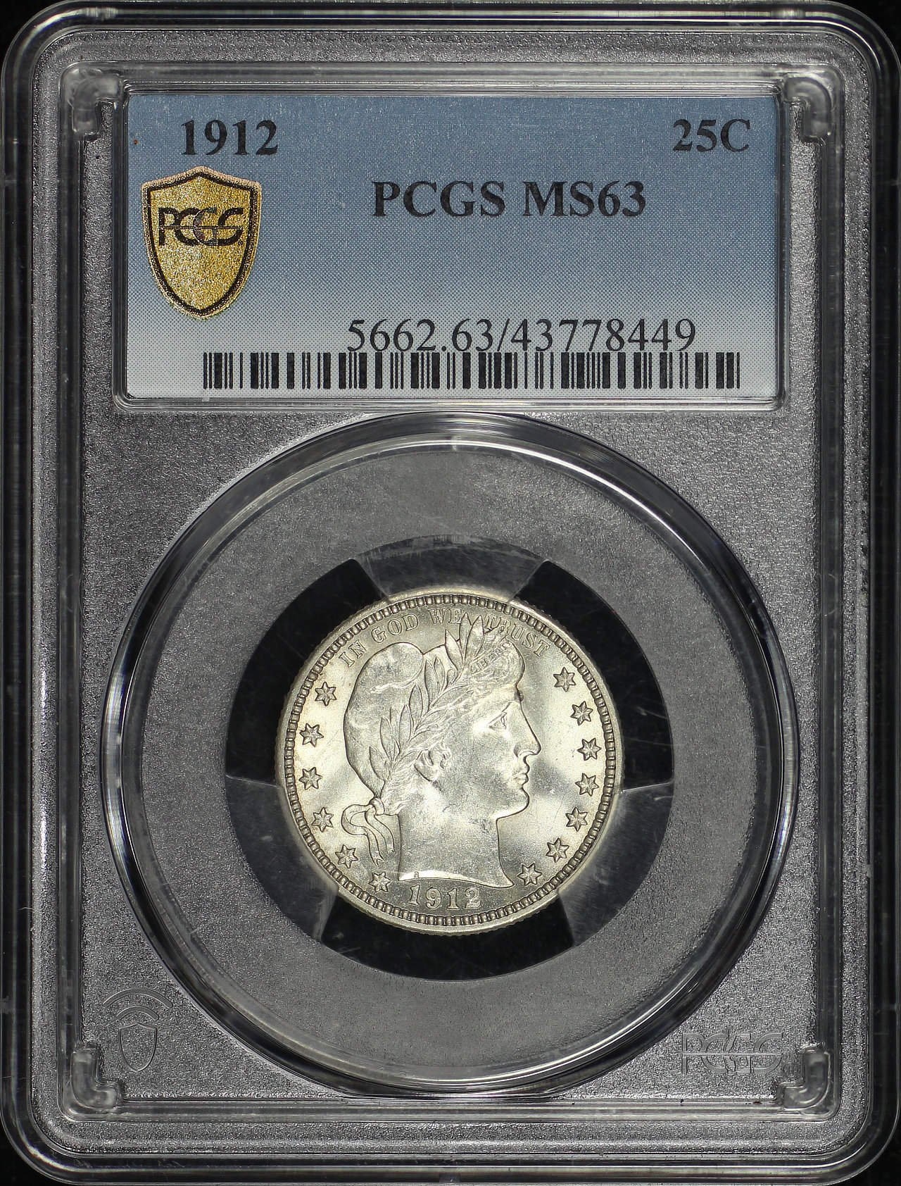 Obverse of this 1912 Barber Quarter PCGS MS-63