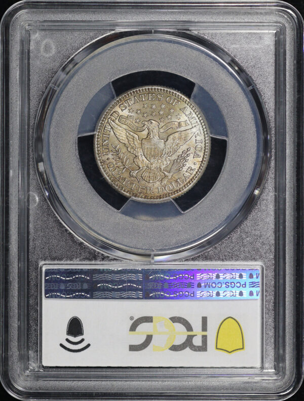 Reverse of this 1913-S Barber Quarter PCGS MS-64 CAC Dark Amber Toning