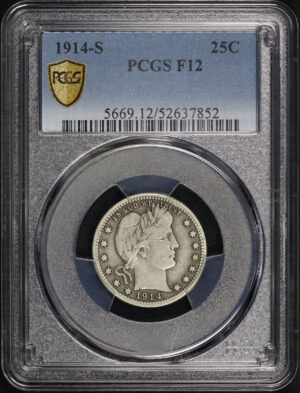 Obverse of this 1914-S Barber Quarter PCGS F-12