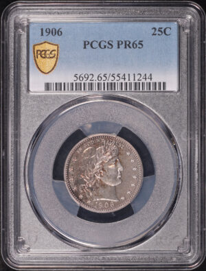 Obverse of this 1906 Barber Quarter PCGS PR-65