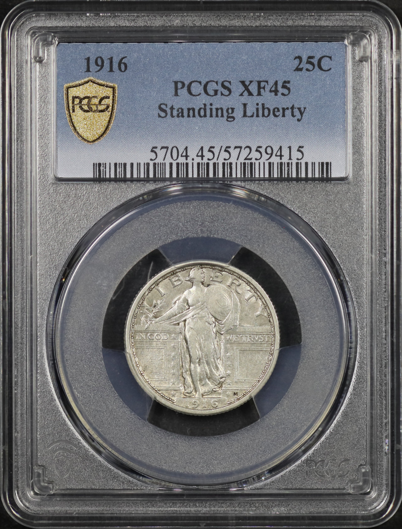 Obverse of this 1916 Standing Liberty Quarter PCGS XF-45