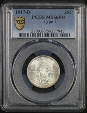 Obverse of this 1917-D Standing Liberty Quarter Type 1 PCGS MS-66 FH