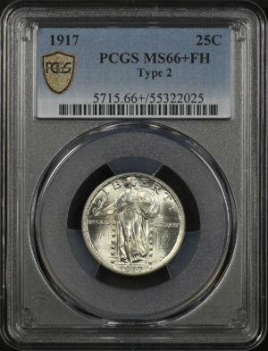 Obverse of this 1917 Standing Liberty Quarter Type 2 PCGS MS-66+ FH