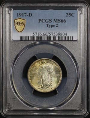 Obverse of this 1917-D Standing Liberty Quarter Type 2 PCGS MS-66