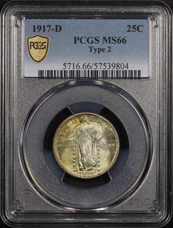 Obverse of this 1917-D Standing Liberty Quarter Type 2 PCGS MS-66