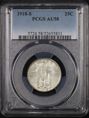 Obverse of this 1918-S Standing Liberty Quarter PCGS AU-58