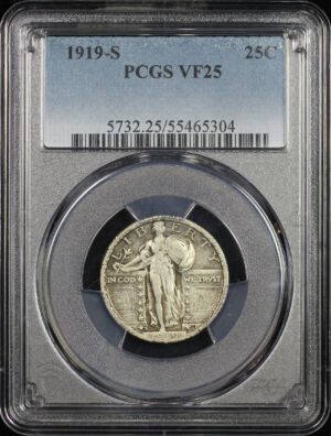 Obverse of this 1919-S Standing Liberty Quarter PCGS VF-25