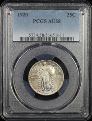 Obverse of this 1920 Standing Liberty Quarter PCGS AU-58