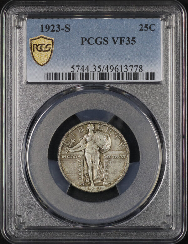 Obverse of this 1923-S Standing Liberty Quarter PCGS VF-35