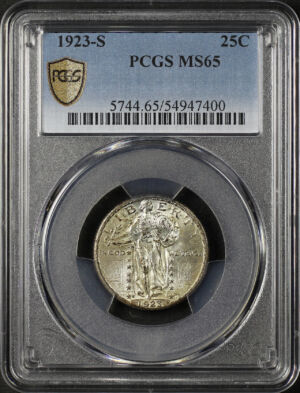 Obverse of this 1923-S Standing Liberty Quarter PCGS MS-65