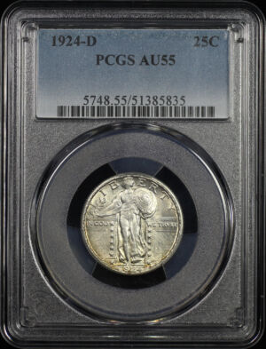 Obverse of this 1924-D Standing Liberty Quarter PCGS AU-55