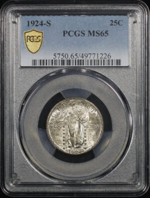 Obverse of this 1924-S Standing Liberty Quarter PCGS MS-65